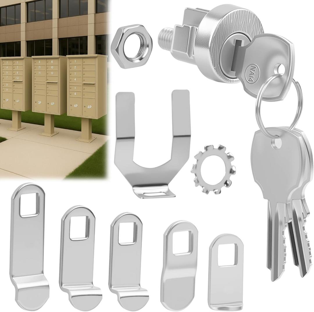 5 Pack L-1172C Mailbox Lock Replacement Includes 3 Keys Per Lock& 5 Locking Plates  C9100 National Standard Key Lock for Cluster Boxes,90 Clockwise Rotation