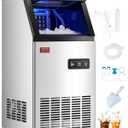 VEVOR Commercial Ice Maker Machine, 80lbs/24H Ice Maker Machine with 28lbs Storage Capacity, 40 Ice Cubes in 15 Minutes, LED Digital Display Freestanding Self-Cleaning for Bar Office Restaurant