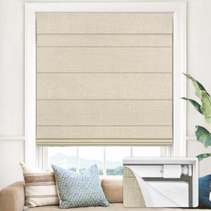 100% Blackout No Tools No Drill Cordless Roman Shades for Windows, Size 23 3/4" W  60" H (for Windows 24" W  60" H) Blackout - Beige