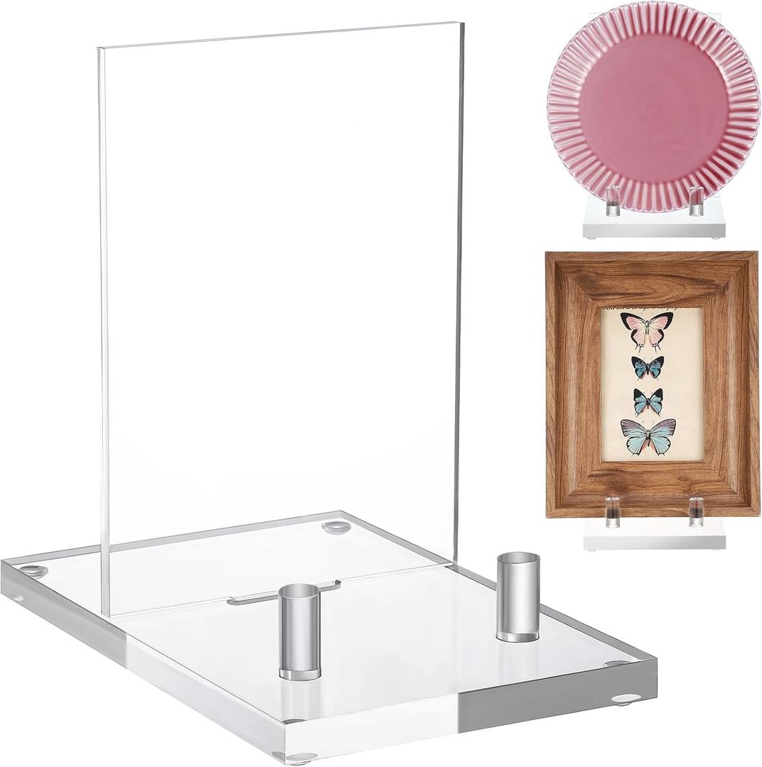 Yousoontic Acrylic Book Display Stand Clear Easel Plate Stand for Displaying Books, Picture, Notebooks, Platter, Photo, Artworks(4 x 8 x 8 Inch)