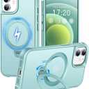 HuwaiH 360° Rotatable Magnetic Ring Stand for iPhone 12/12 pro Case, Compatible with MagSafe, Military-Grade Shockproof, Anti-Scratch Matte Translucent Phone Case for iPhone 12/12 pro(Lake Blue)