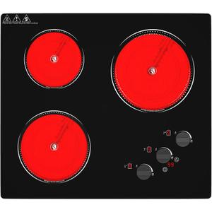GIHETKUT Electric Cooktop, 220V 5000W Stove Top, 9 Power Levels, Kids Lock & Timer, Hot Surface Indicator, Overheat Protection,knob and touch control 3 Burner Electric cooktop, counter top stove