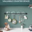 OROPY 38 inch Pot Bar Rack Wall Mounted Detachable Pans Hanging Rail Kitchen Lids Utensils Hanger with 14 S Hooks Black
