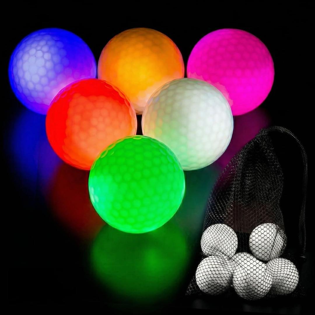 THIODOON 12 Pack Upgraded Glow in The Dark Golf Balls New Version Light up Led Golf Balls Night Golf Gift Sets for Men Kids Women, 1.65"