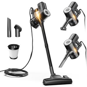 Roomie Tec Corded Stick Vacuum Cleaner - 450W, Lightweight 2-in-1 Handheld with Powerful Suction, Bagless HEPA Filter, Large Dust Capacity (Black)