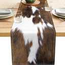 Cow Print Table Runner Brown Western Runners Cowhide Table Decorations Farmhouse Country Table Runner for Party Home Kitchen Dining Room 13x71 Inch (Just a Print)