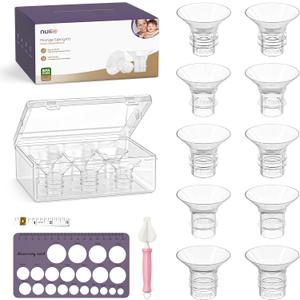 Nuliie 10PCS Silicone Flanges Insert Replacement Kit, Flange Sizing Kit 16/17/18/19/20mm for 24mm Flange/Shield Breast Pumps, Pumping Essential Kit for Moms