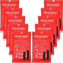 Macarrie 10 Pack 39” x 39” Fire Blanket Emergency for Home Kitchen Safety Suppression Blanket Fiberglass Fireproof Survival for Car Office (Red)