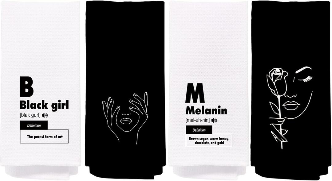 Gifts for Black Woman Girl, African American Gifts, Black Girl Magic Hand Towels, Boho Hand Towels for Bathroom, Set of 4