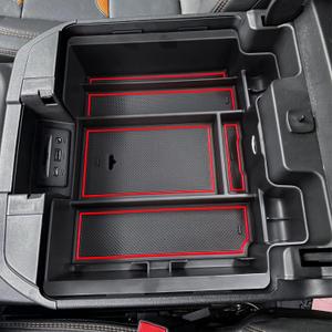 TACOBRO [Full-Coverage ] Center Console Organizer Compatible with 2019-2022 Chevy Silverado 1500/GMC Sierra 1500 and 2020-2023 Silverado/Sierra 2500/3500HD Accessories, Armrest Insert Tray, Red