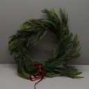  Christmas Norfolk Pine Wreath 20 Inch Artificial Real Touch Norfolk Wreath Winter Farmhouse Greenery Decoration with Ribbon Bow for Front Door Xmas Indoor Outdoor Home Decoration(Red) 