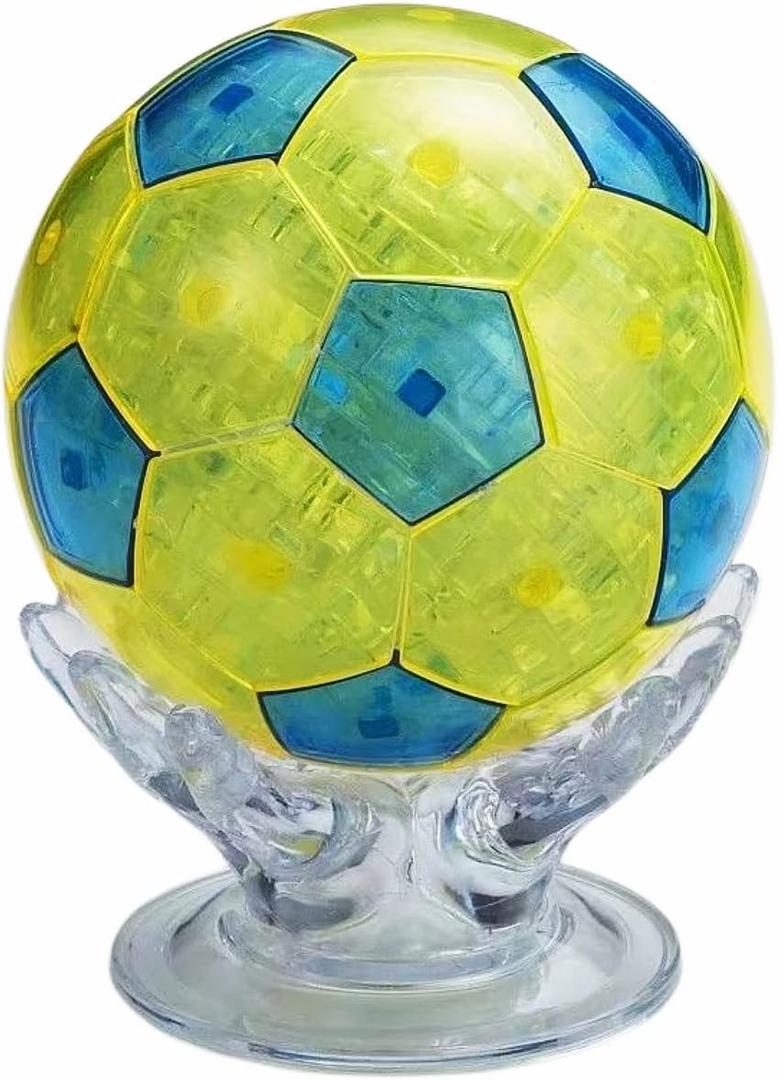 3D Crystal Football Puzzle, Crystal Puzzle Brainteasers for Puzzlers Ages 16 and Up, 77PCS(Yellow)