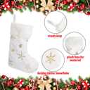 CCINEE 4PCS White Christmas Stockings,18 Inch Large Plush Faux Fur Xmas Stocking with Golden Snowflake Sequin Glitter Snowflake Hanging Stocking for Christmas Tree Wall Fireplace Home Decoration