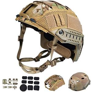 ActionUnion Tactical Airsoft Paintball Fast Helmet with Cover PJ Type Adjustable Protective NVG Mount for Sports Hunting Shooting