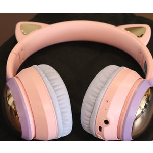 iClever Cat Ear Kids Bluetooth Headphones, LED Lights Up, 74/85dBA Safe Volume Limited, 50H Playtime,Bluetooth 5.2, USB C,Kids Headphones Wireless Over Ear for Travel iPad Tablet, Meow Macaron-Purple