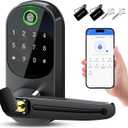 Smart Lock with Handle,Fingerprint Keyless Entry Door Lock,App Control,Keypad Deadbolt with Auto Lock,One-Time Codes,for Front Door,Airbnb & Rental Property,Easy Installation