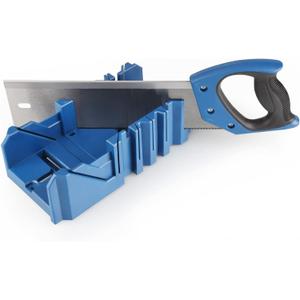 Olympia Tools Saw Storage Mitre Box with 14-Inch Backsaw with 90 degree, 45 degree, and 22-1/2 degree Angle Slot Types Plastic Saw Box for Woodworker Carver Carpenter