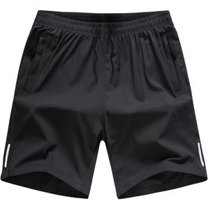 2 x Men's Quick Dry Workout Shorts with Zip Pockets for Athletic Gym Running Hiking Shorts (Black)