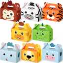 PerKoop 24 Pcs Safari Animal Party Favor Box Jungle Safari Animal Treat Box Gift Cute Zoo Animal Goodie Boxes Cardboard Candy Gift Box for Kids Girl Boy Baby Shower Jungle Theme Party Supplies