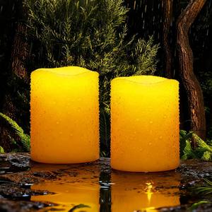 Homemory Solar Candles Outdoor Waterproof, Rechargeable Candles, Solar Powered Flameless Candles for Outdoor, Lanterns, Sensor Only, Dusk to Dawn, 3"x4", Set of 2