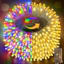 Hezbjiti 403FT 1000LED Color Changing Christmas Lights Outdoor, 11 Modes String Lights IP44 Waterproof Fairy Lights for Party Wedding Tree Decorations (Multicolor to Warm White, Clear Wire)