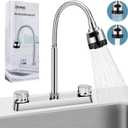 RV Kitchen Faucet, XFIRE-GEAR Camper Faucet Kitchen with Flexible Arc 360 Degree Rotatable Dual Function Sprayer, RV Sink Faucets for Motorhomes, Travel Trailers (8 Inches Apart) (Silver)