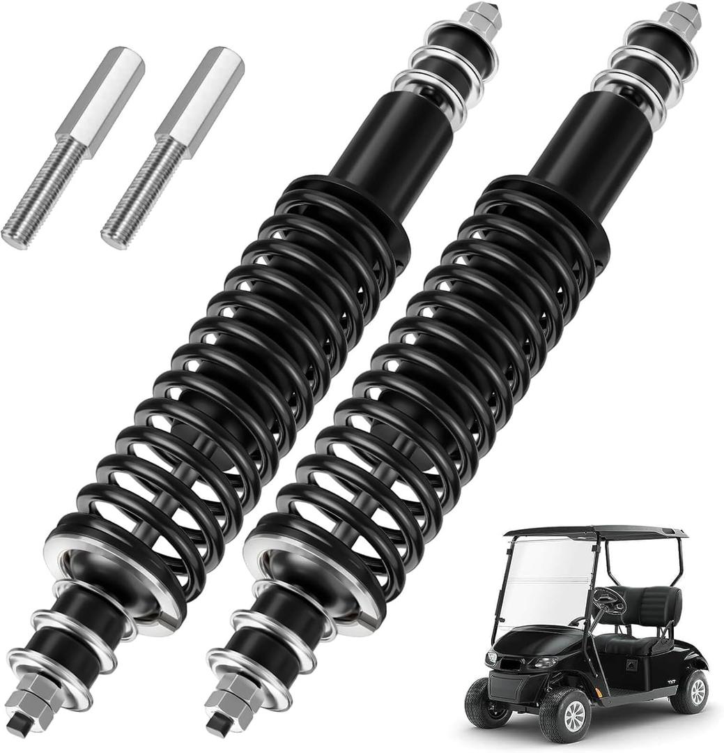 EZGO Golf Cart Shocks Front or Rear with Heavy Duty Coil Springs for EZGO TXT/Medalist 1994+ G&E Golf Carts OEM# 70928-G01 76418-G01 (Black)