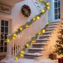 Prelit Christmas Garland with Lights 9FT Christmas Tree Lighted Garland Outdoor Indoor Battery Operated Garland for Mantel Table Porch Stair Wall Winter Home Holiday Christmas Decorations