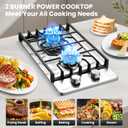 2 Burner Propane Stove, Hibghse 12 Inch Gas Cooktop Built-in Gas Stove NG/LPG Convertible Stainless Steel Stove Burner with Thermocouple Protection for Kitchen, Apartment, Outdoor, RVs, 12 Inch-Style 1