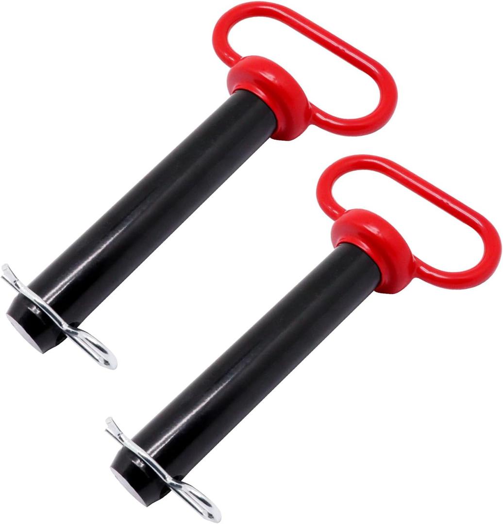 Hitch Pin 2 Pcs, Tractor Towing Hitch Pin and Clip, Red Handle Trailer Gate Pins for Towing RV, Truck, Boat, Car, Tractor (1 x 5 inch)