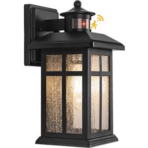 Outdoor Wall Light Motion Sensor - Updated Dusk to Dawn Outdoor Lighting, Exterior Light Fixture, Black Porch Lights & Outdoor Light for House Garage Entryway (1-Pack)