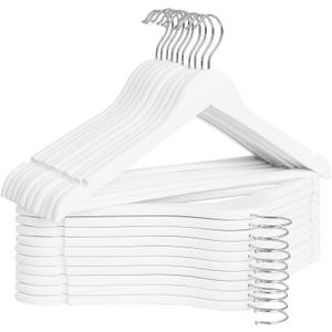 StorageWorks White Wooden Hangers, 20 Pack Wood Hanger for Closet, Coat Hangers for Coats, Shirts, Pants, Bridesmaid Suits, Wedding Dress, White 