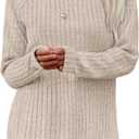 Saloogoe Long Sleeve Shirts for Women 2025 Fall Clothes Tunic Tops Loose Fit Dressy Crewneck Pullover Sweaters Curved Hem (Large, Apricot)