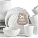 FOBENTA 24-Piece Ceramic Dinnerware Set with Mugs,Complete Plates and Bowls Set for 6,Stylish Dish Set with Coffee Cups for Hosting, Families, & Gift Giving