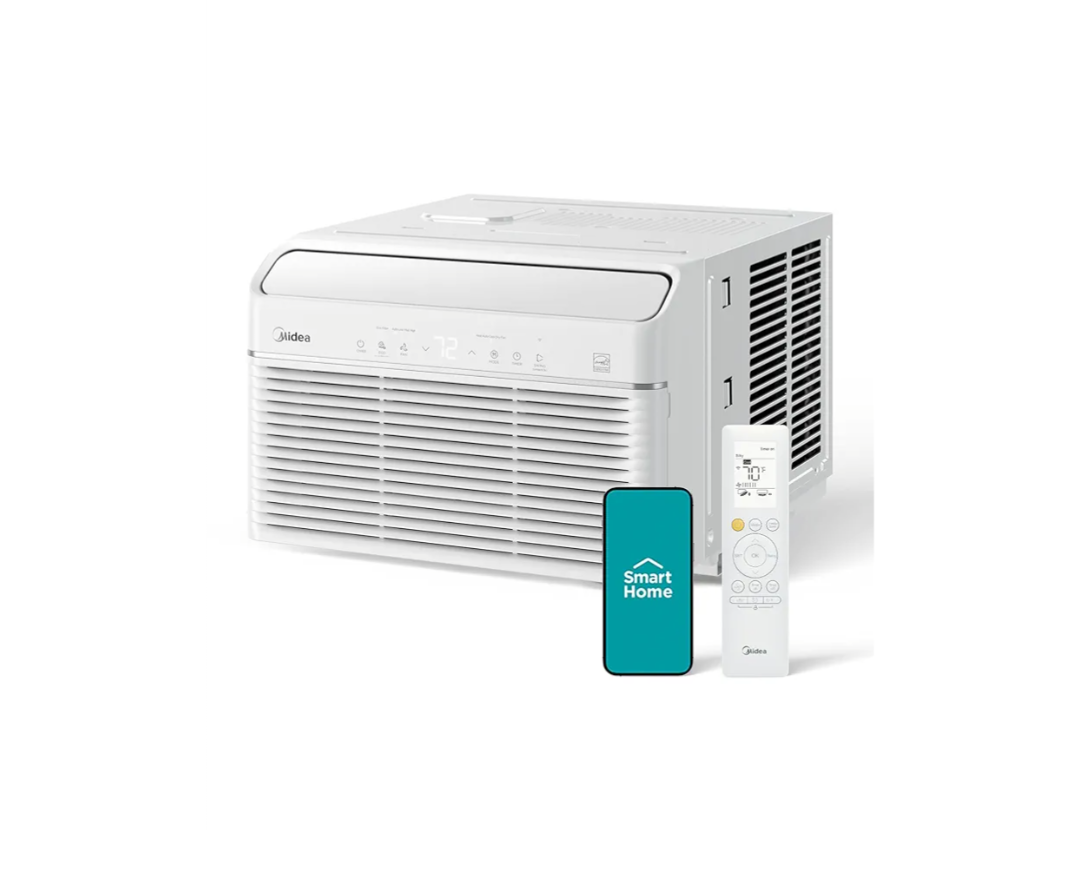 Midea 8,000 BTU Smart Inverter Air Conditioner Window Unit with Heat and Dehumidifier – Cools up to 350 Sq. Ft., Energy Star Rated, Quiet Operation, Electronic Controls, Remote Control, White
