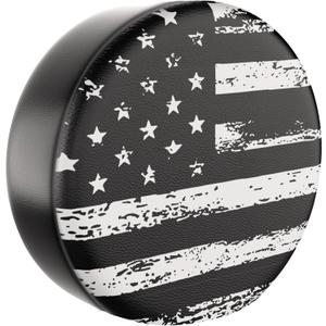 Moonet Spare Tire Cover for RV Trailer,Waterproof PVC Faux Leather Wheel Cover with American Flag Fit for Truck,Trailer,RV,SUV,Camper and Most Vehicle Black-White (for Tire Diameter 27-29 inch)