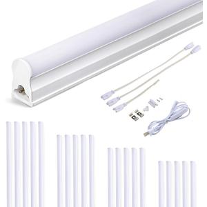 20-Pack LED T5 Integrated Single Fixture, 4FT Linkable LED Shop Light, 20W T5 Tube Lights for Garage Warehouse Workshop Basement, 2200lm, 6500K(Cool White), Plug&Play, Built-in ON/Off Switch, 20W-4FT-5000K