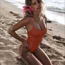 Narecte Sexy One Piece Bathing Suit for Women Tummy Control High Cut One Piece Swimsuit Womens Swim Suit (Beige, L)