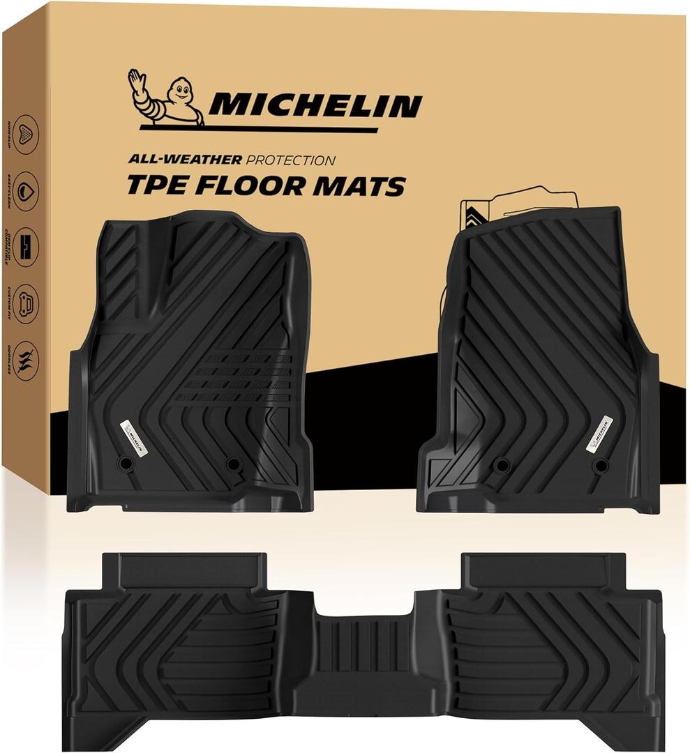 Michelin Floor Mats, All-Weather TPE Custom Fit Liner for 2024-2026 Toyota Tacoma Double Cab Auto Tran TRD/SR/SR5/Limited, Not Fit Hybrid or XtraCab, Elite