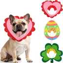 3 PCS Holiday Dog Outfits Set, Valentines Day, St. Patricks Day, Easter Dog Outfits with Adjustable Headband for Small Medium Dogs, Dog Cat Holiday Party Costumes and Supplies (S: 12"-16")