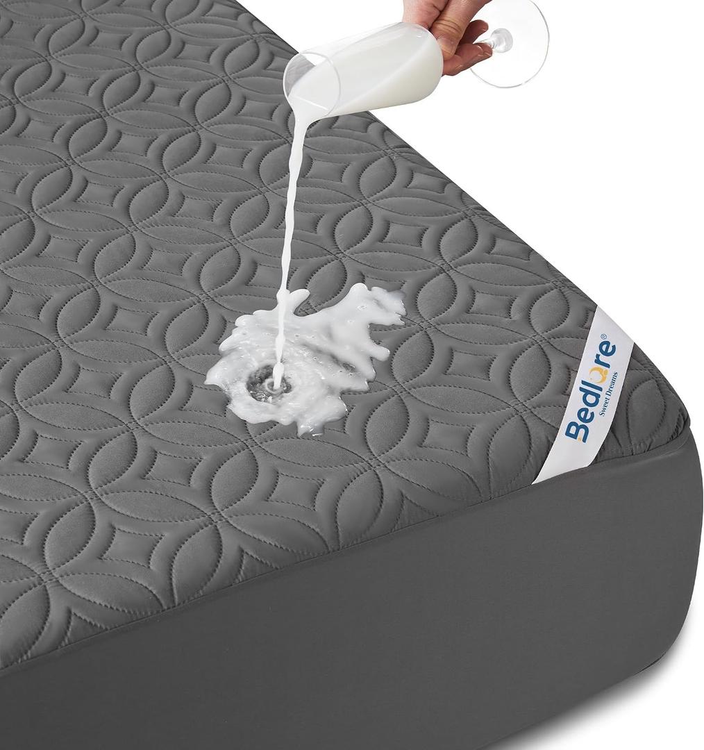 BEDLORE Waterproof Mattress Protector, California King Size Mattress Pad | Deep Pockets Fit 6"-18" Mattresses, Soft Noiseless Dirt-proof Bed Mattress Cover Washable for Home, Bedroom, Hotel (Gray)