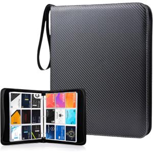 WOT I Trading Card Binder, 900 Pockets Sleeves with Zipper, Double Sided Pockets Card Holder Carry Case for Baseball Card, Football Card (Black)