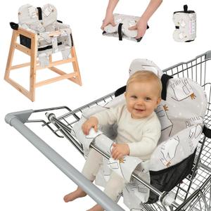 Baby Shopping Cart Seat Cover Padded Shopping Cart Seat for Baby, High Chair Cover for Restaurant, Unisex Machine Washable Infant Toddler Cart Cover with Storage Pockets Gray Elephant