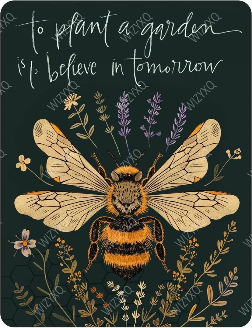 Funny Bee and Flowers Metal Signs to Plant A Garden Is To Believe In Tomorrow Vintage Tin Sign Retro Wall Decor for Home Farmhouse Yard Garden 8x12 Inches