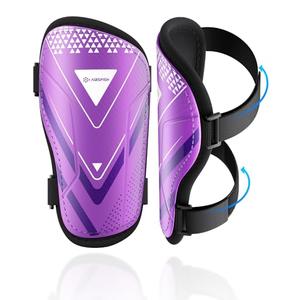 Shin Guards Soccer Kids Youth, CE Certified Airsfish Shin Guard Protection Gear for 2-18 Years Old Boys Girls Teenagers High Impact Resistant Breathable Comfortable 1 Pair 4 Sizes (XX-Small, Purple)