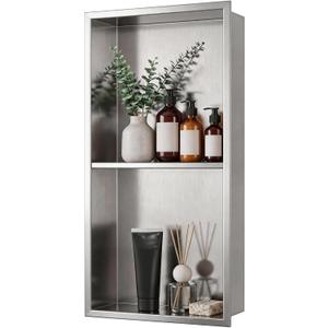 Stainless Steel Shower Niche Insert 12" x 24" Brushed Silver