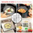 EM Set of 5 Silicone Air Fryer Liners with Egg Bite Mold, Waffle Mold & Mitts - 8.7 Round Reusable Silicone Inserts for 5-7 Qt Airfryers - Easy to Clean & Heat-Resistant Air Fryer Accessories Set