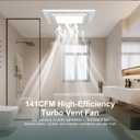 Bathroom Exhaust Fan with Light, 12 INCH, Upgraded Quiet Square Vent Fans with LED Light, 141 CFM, for Bathroom, Office, Home