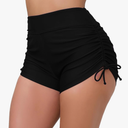 Halcurt Women's High Waisted Swim Board Shorts Tummy Control Side Tie Adjustable Tankini Swimsuit Bottoms, L