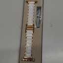 V.R.HOPE Apple Watch Band for Women 38mm 40mm 41mm 42mm Fashion Rose Gold Stainless Steel Metal Strap with Resin Inlay, Fashion Bracelet Compatible with iWatch Series 11/10/9/8/7/6/5/4/3/2/1/SE (Fluorescent White+Rose Gold)